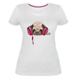 Женская премиум футболка Doug the pug - PrintSalon
