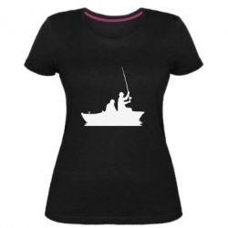 Женская премиум футболка Два рыбака на лодке - PrintSalon