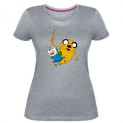 Женская премиум футболка Фин и Джейк "Атака" - PrintSalon