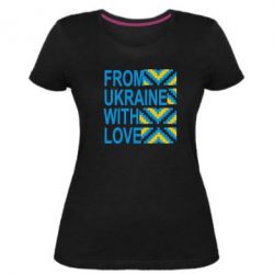 Женская премиум футболка From Ukraine with Love (вишиванка) - PrintSalon