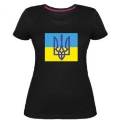 Женская премиум футболка Герб на прапорі - PrintSalon