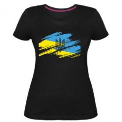 Жіноча преміум футболка Герб на прапорі надає рваній - PrintSalon