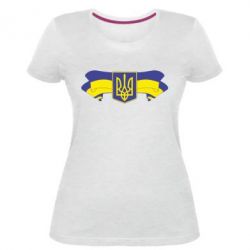 Женская премиум футболка Герб на стрічці - PrintSalon