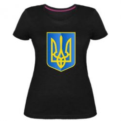 Жіноча преміум футболка Герб України 3D - PrintSalon