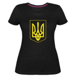 Женская премиум футболка Герб України з рамкою - PrintSalon