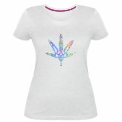 Жіноча стрейчева футболка Герб України Каннабис Голограма - PrintSalon