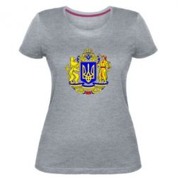 Женская премиум футболка Герб Украины полноцветный