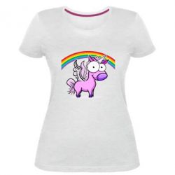 Женская премиум футболка Глазастый единорог - PrintSalon