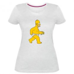 Женская премиум футболка Гомер Симпсон в трусиках - PrintSalon