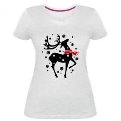 Женская премиум футболка Happy Cristmas - PrintSalon