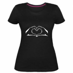 Женская премиум футболка Heart from hands - PrintSalon