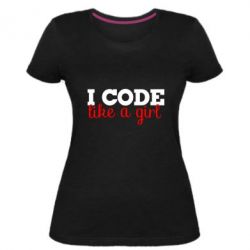 Женская премиум футболка I code like a girl - PrintSalon