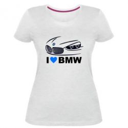 Женская премиум футболка I love BMW 2 - PrintSalon