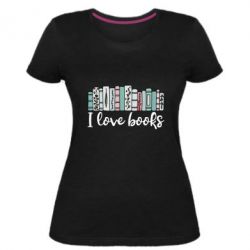 Женская премиум футболка I love books - PrintSalon