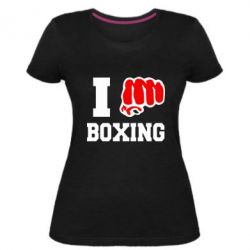 Женская премиум футболка I love boxing - PrintSalon