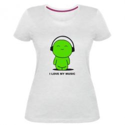 Женская премиум футболка I love my music