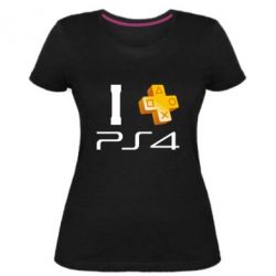 Женская премиум футболка I love PS4 - PrintSalon