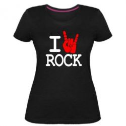 Женская премиум футболка I love rock