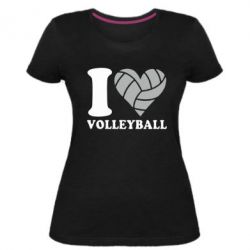 Женская премиум футболка I love volleyball - PrintSalon