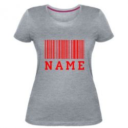 Женская премиум футболка Имя под штрих кодом - PrintSalon