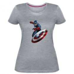 Женская премиум футболка Капитан Америка - PrintSalon