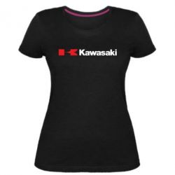 Женская премиум футболка Kawasaki Logo - PrintSalon