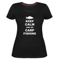 Женская премиум футболка Keep calm and go carp fishing - PrintSalon