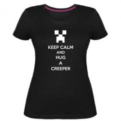 Женская премиум футболка KEEP CALM and HUG A CREEPER - PrintSalon
