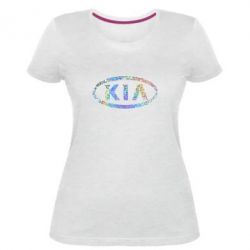 Женская премиум футболка KIA logo Голограмма - PrintSalon