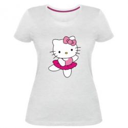Женская премиум футболка Kitty балярина - PrintSalon
