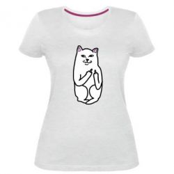 Женская премиум футболка Кот с факом - PrintSalon