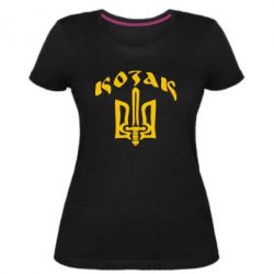 Женская премиум футболка Козак з гербом - PrintSalon