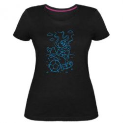 Женская премиум футболка Козак з м'ячем - PrintSalon