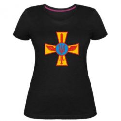 Жіноча преміум футболка Хрест з мечем та гербом - PrintSalon