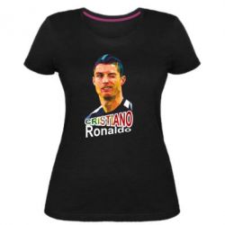 Женская премиум футболка Криштиану Роналду, полигональный портрет - PrintSalon