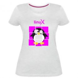 Жіноча преміум футболка Linux pinguine - PrintSalon