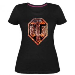 Жіноча преміум футболка Логотип World Of Tanks "Розпечений метал" - PrintSalon