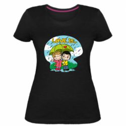 Женская премиум футболка Love is ... in the rain - PrintSalon