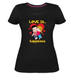 Женская премиум футболка Love is...happyness - PrintSalon