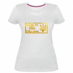 Женская стрейчевая футболка Made in Ukraine штрих-код Голограмма - PrintSalon