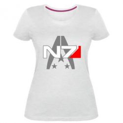 Женская премиум футболка Mass Effect logo N7 - PrintSalon