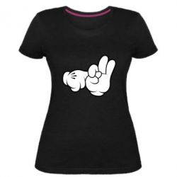 Женская премиум футболка Mickey Mouse Hands "Chop-chop" - PrintSalon