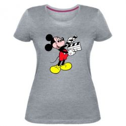 Женская премиум футболка Микки режиссер - PrintSalon