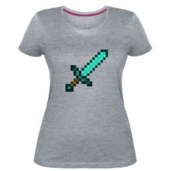 Женская премиум футболка Minecraft меч - PrintSalon