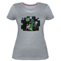 Женская премиум футболка Minecraft Party - PrintSalon
