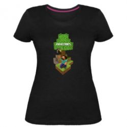 Женская премиум футболка Minecraft Steve - PrintSalon