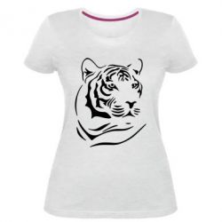 Женская премиум футболка Морда тигра - PrintSalon