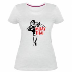 Женская премиум футболка Muay Thai kick - PrintSalon