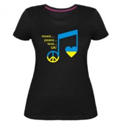 Женская премиум футболка Music, peace, love UA - PrintSalon