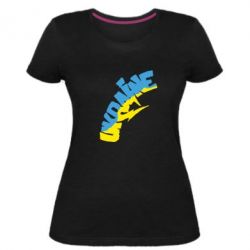 Женская премиум футболка Напис UKRAINE - PrintSalon